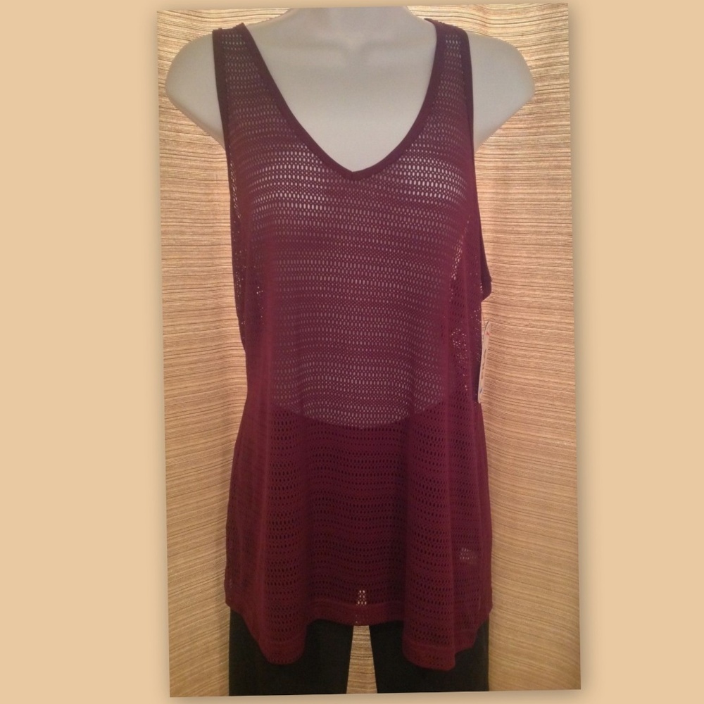 FILA SPORT Size Large Purple Sheer Mesh Breathable Sleeveless Workout Top NWT